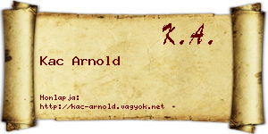 Kac Arnold névjegykártya